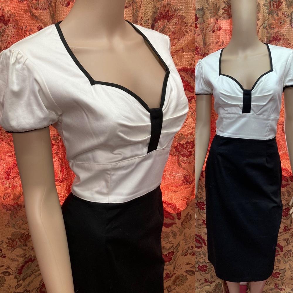 Deadly Dames Trouble Maker Dress. Black & White. M